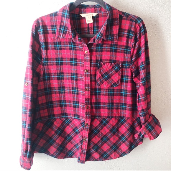 Sundance Tops - Sundance contrasting plaid flannel size large red